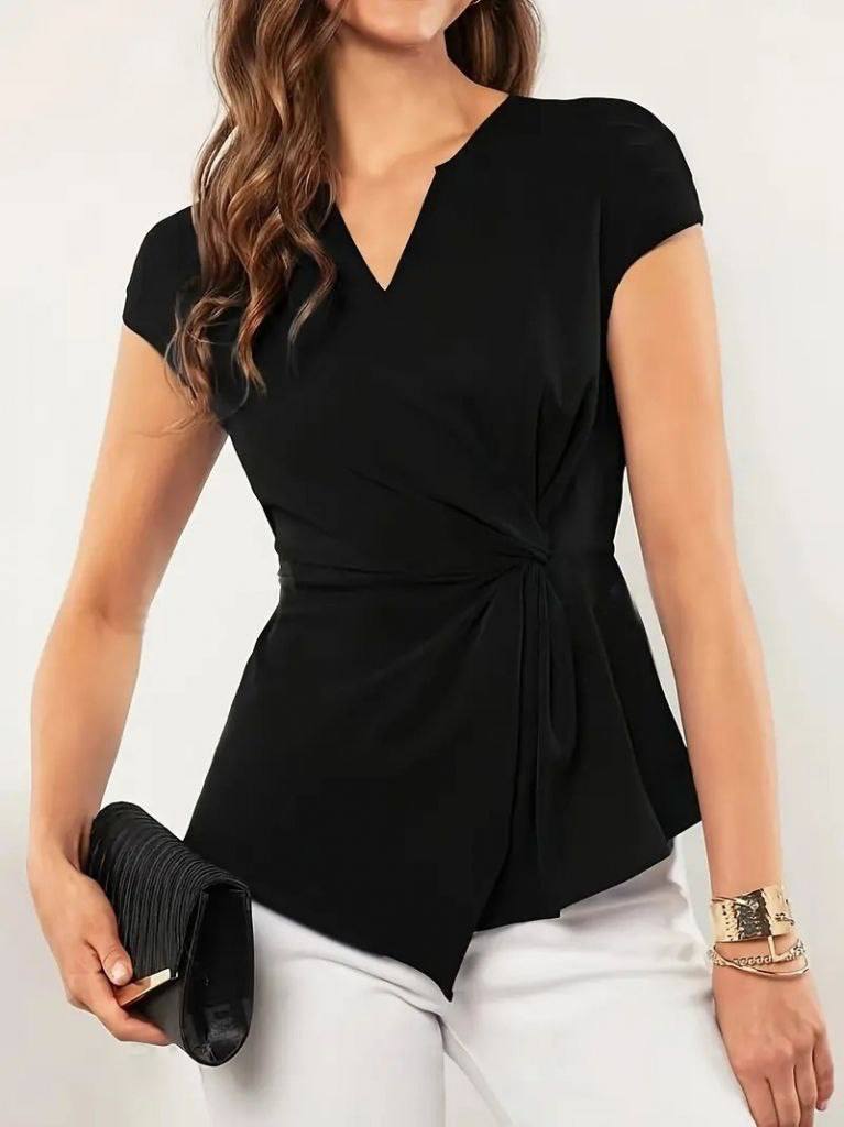 JA2136 i -  V neck tie Detail Top