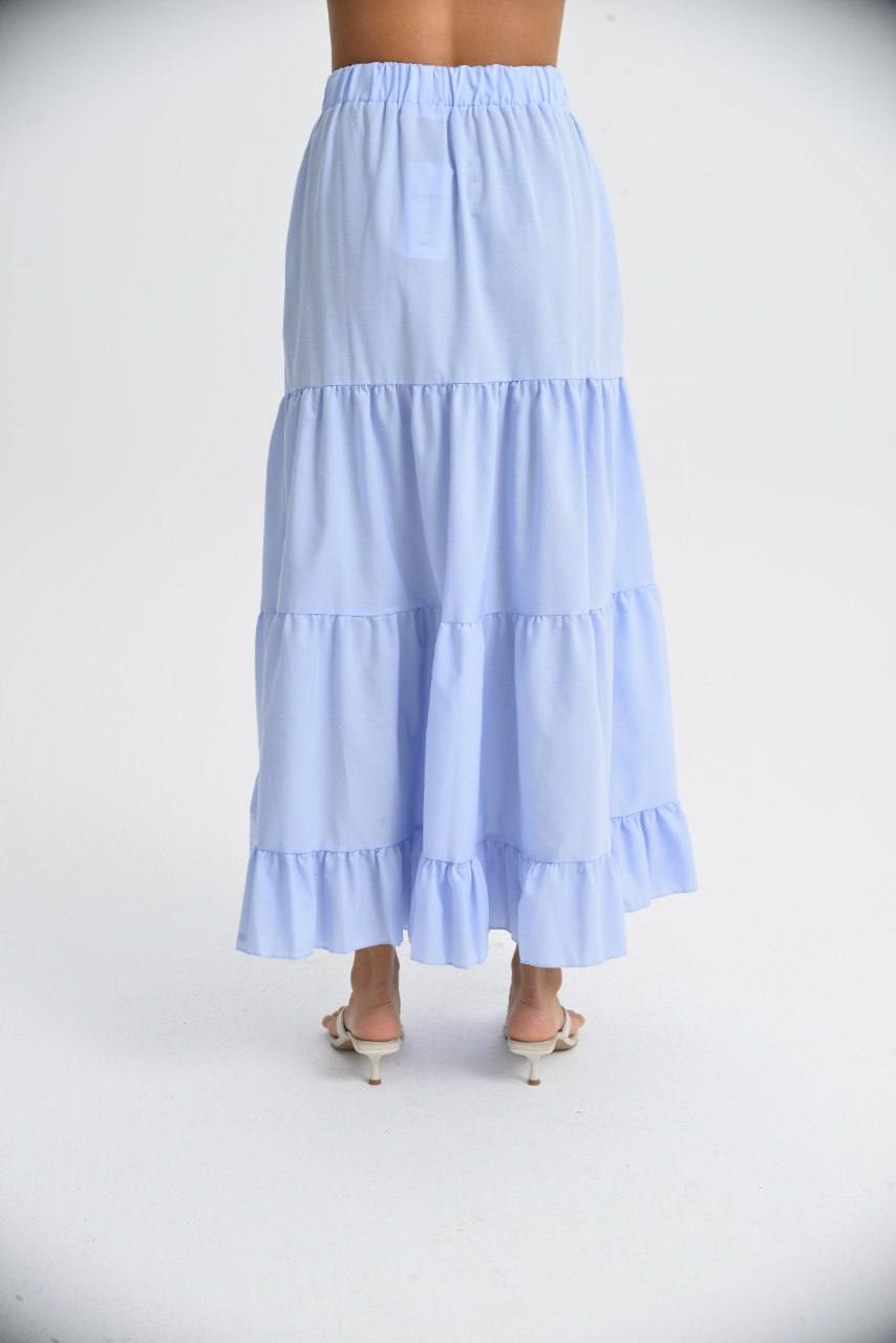 SB2371 - Long Cotton Skirt with side Ruffles